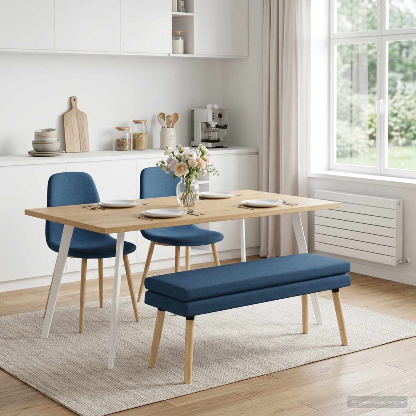 vidaXL Διπλή Επίστρωση Πάγκος Μπλε 110 x 40 x 47 εκ. Ύφασμα