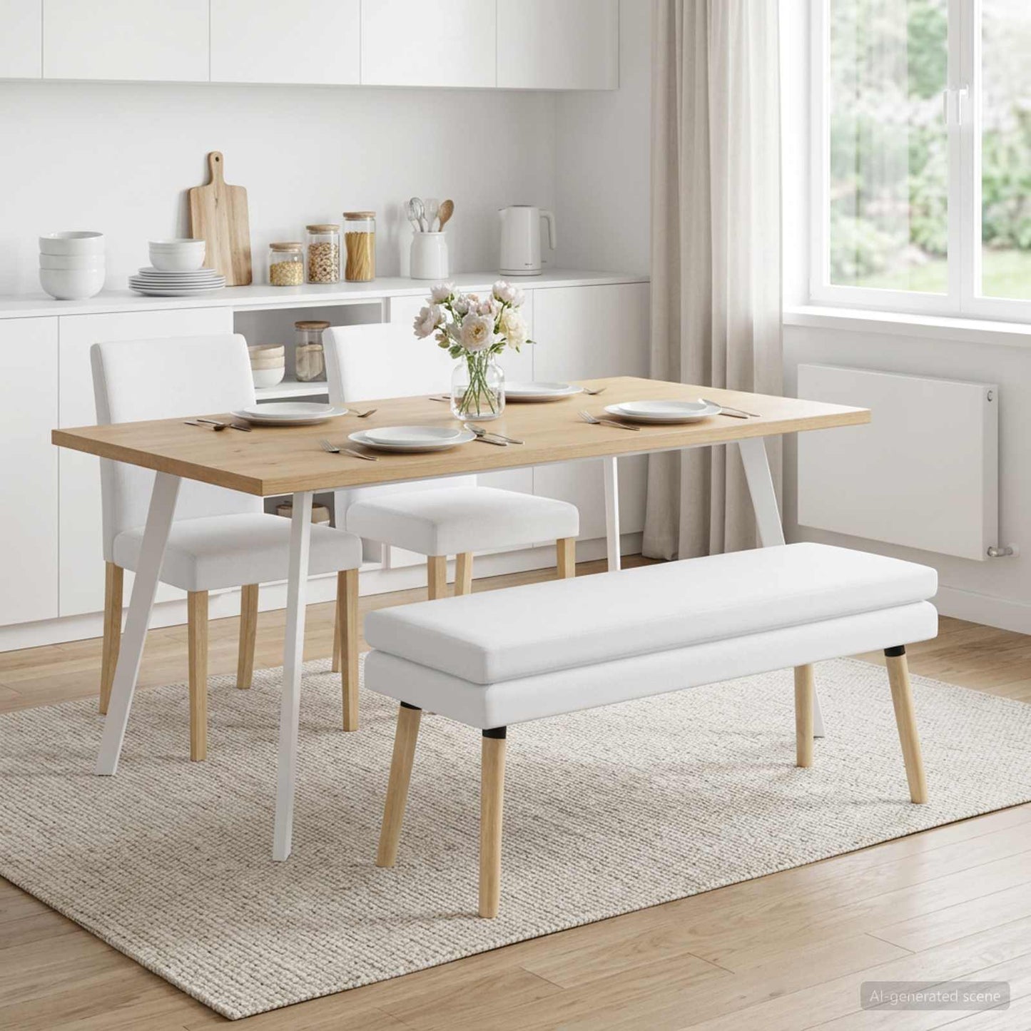 vidaXL Διπλή Επίστρωση Πάγκος Λευκό 110 x 40 x 47 εκ. Ύφασμα