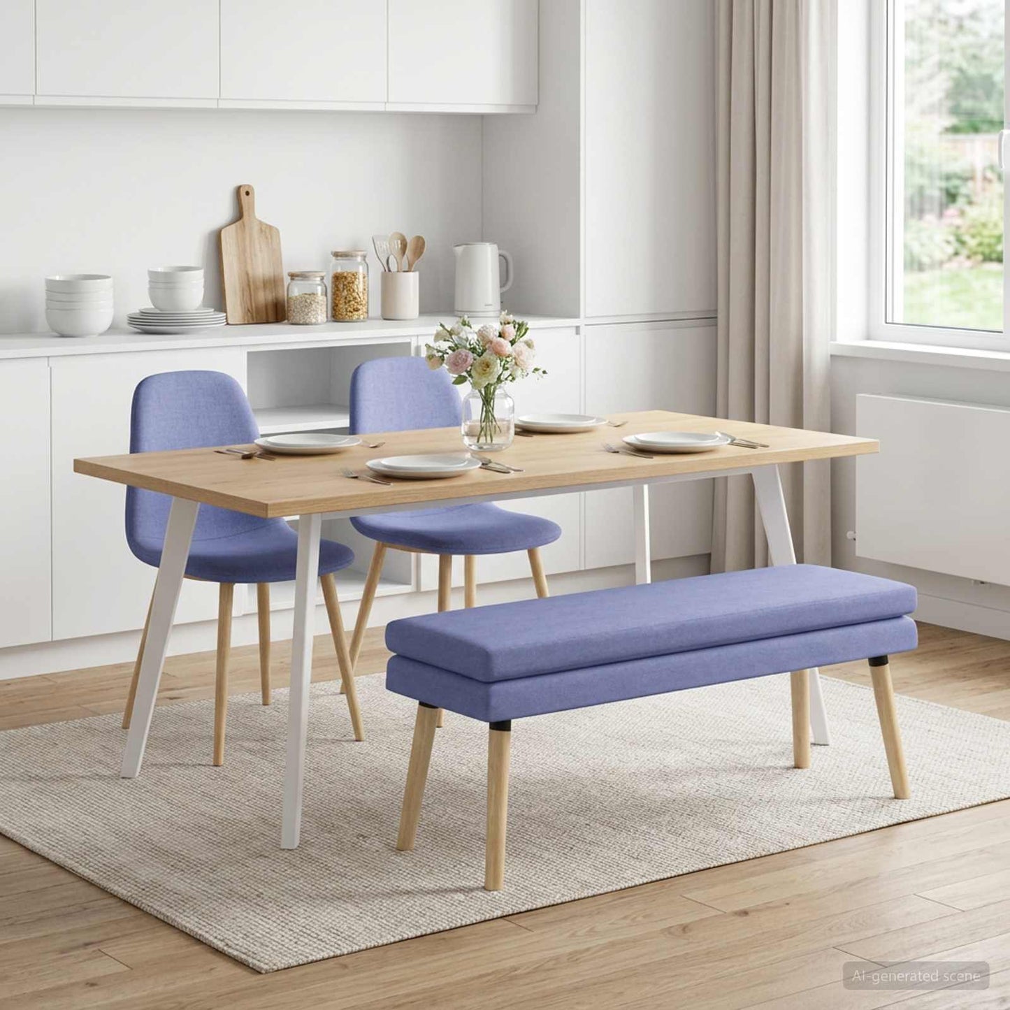 vidaXL Διπλή Επίστρωση Πάγκος Μπλε τζην 110 x 40 x 47 εκ. Ύφασμα