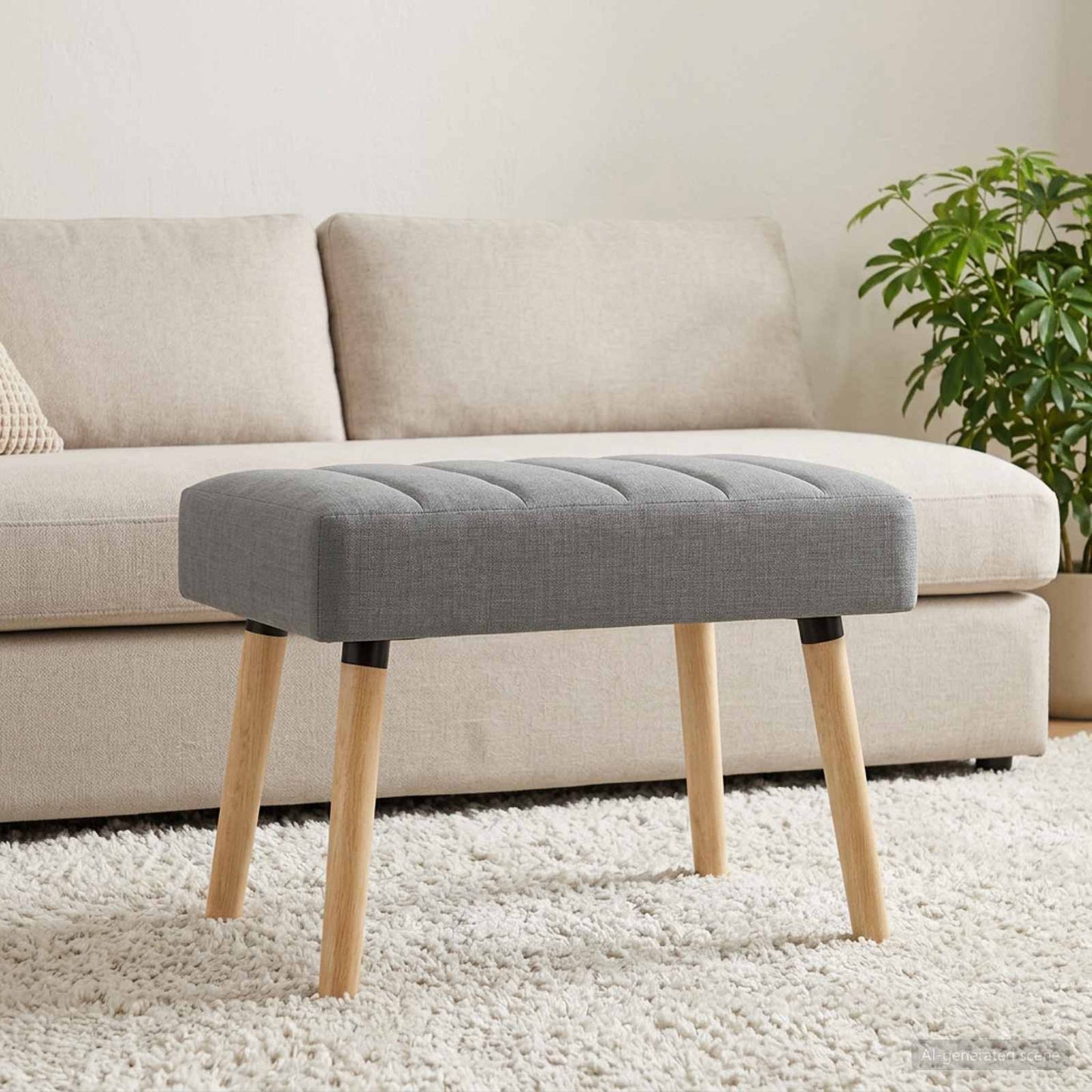 vidaXL Πάγκος με Καναλεύματα Ανοιχτό γκρι 60 x 40 x 45 εκ. Ύφασμα
