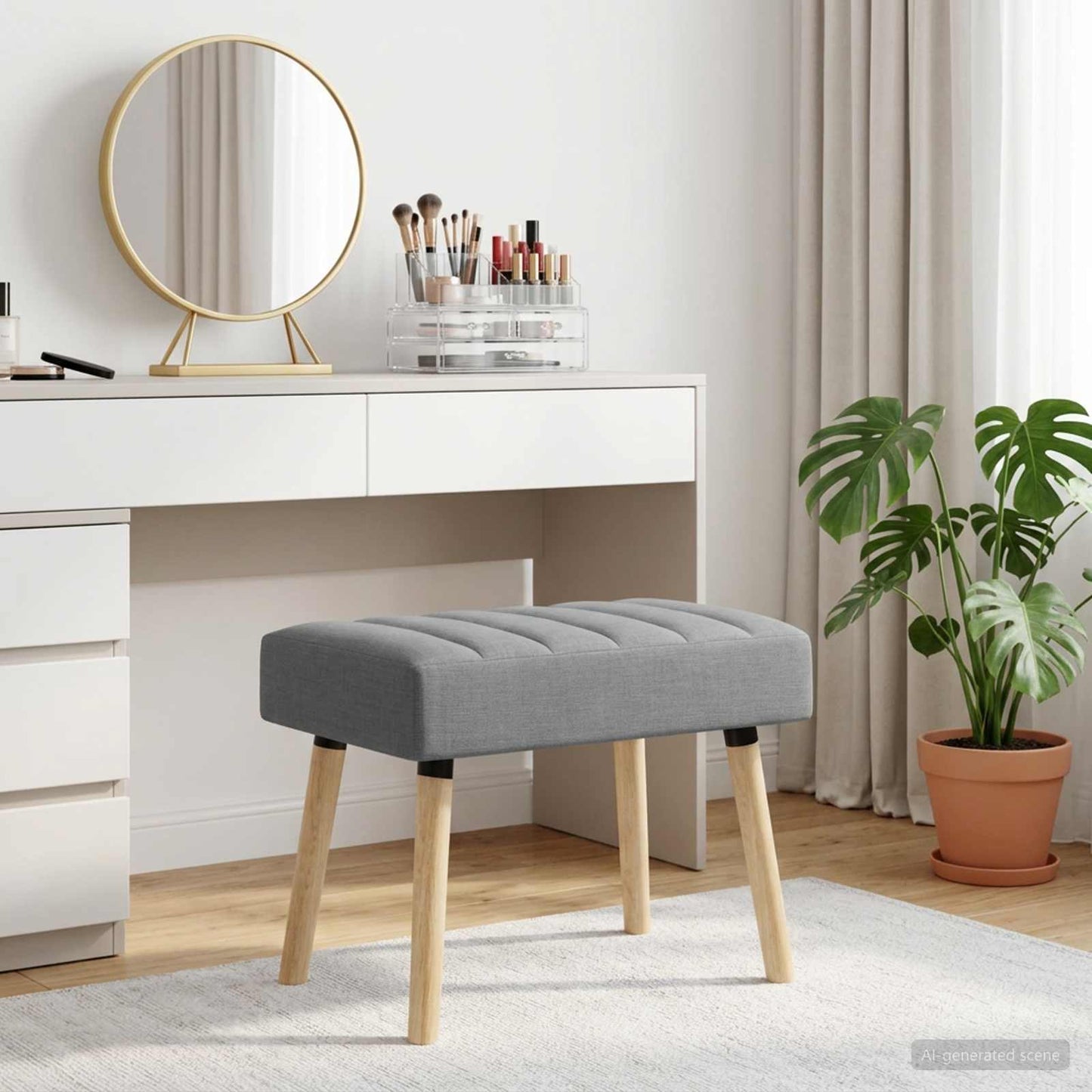 vidaXL Πάγκος με Καναλεύματα Ανοιχτό γκρι 60 x 40 x 45 εκ. Ύφασμα