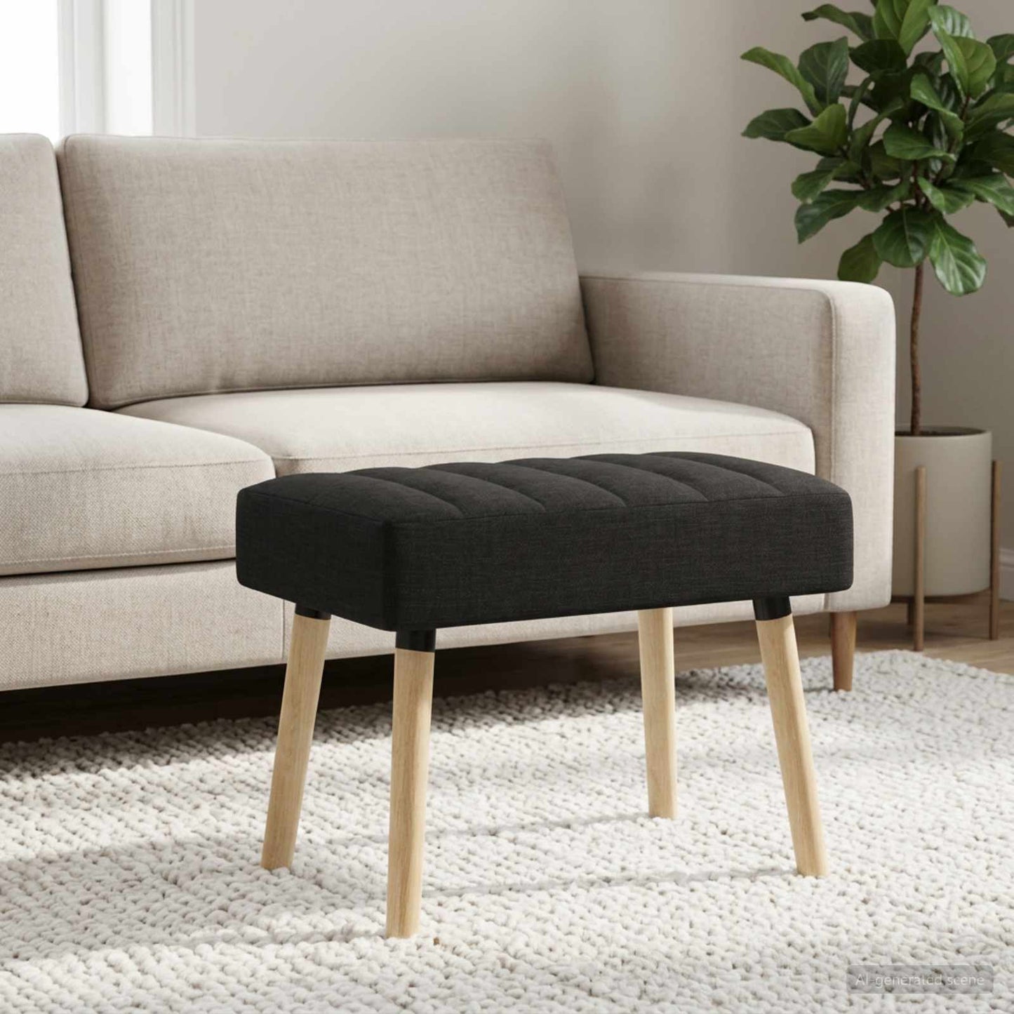 vidaXL Πάγκος με Καναλεύματα Μαύρο 60 x 40 x 45 εκ. Ύφασμα