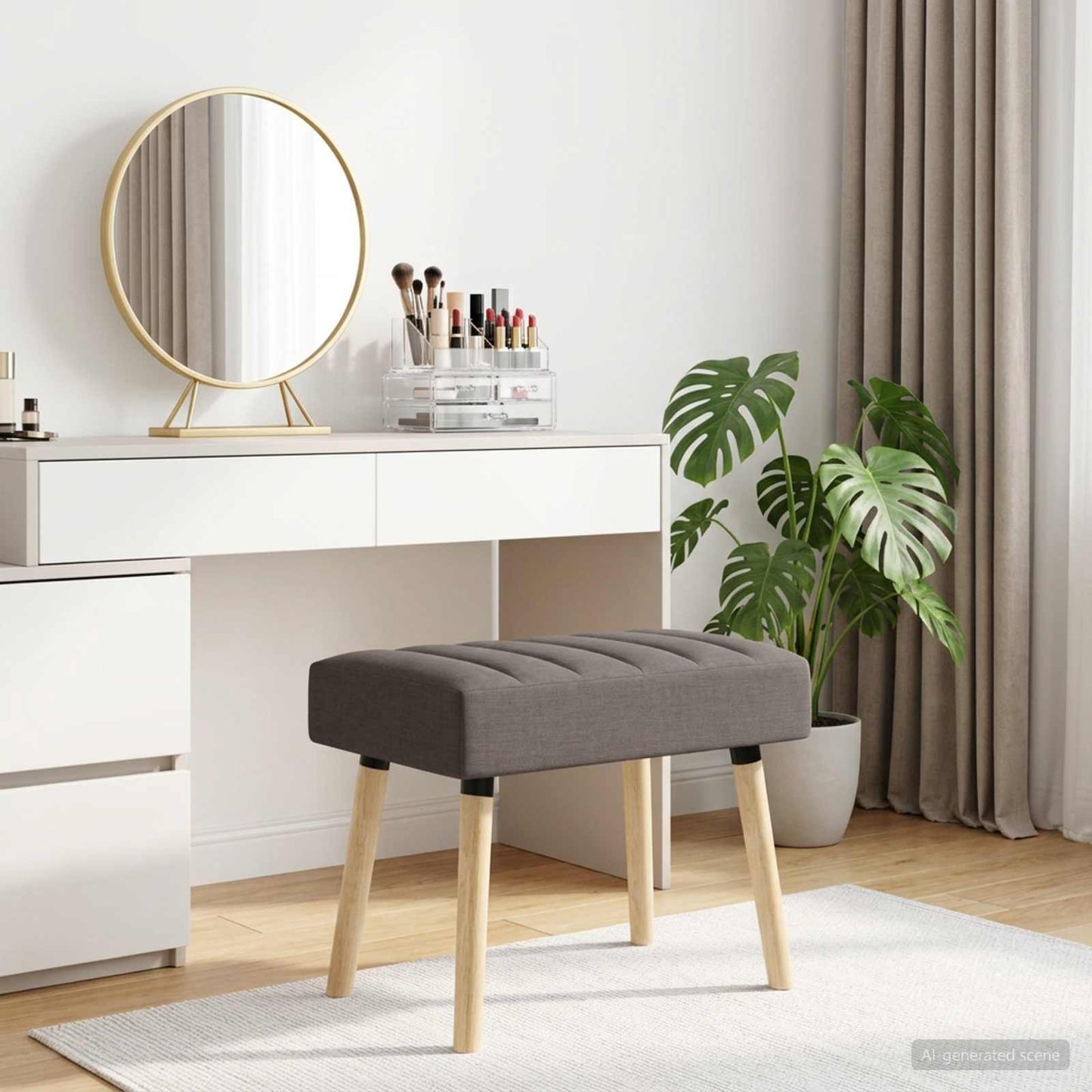 vidaXL Πάγκος με Καναλεύματα Taupe 60 x 40 x 45 εκ. Ύφασμα