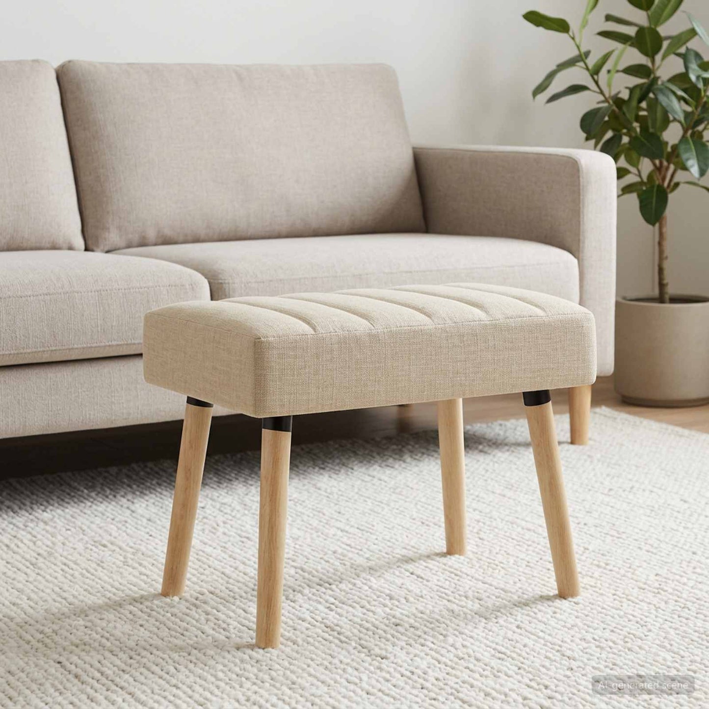 vidaXL Πάγκος με Καναλεύματα Κρεμ 60 x 40 x 45 εκ. Ύφασμα