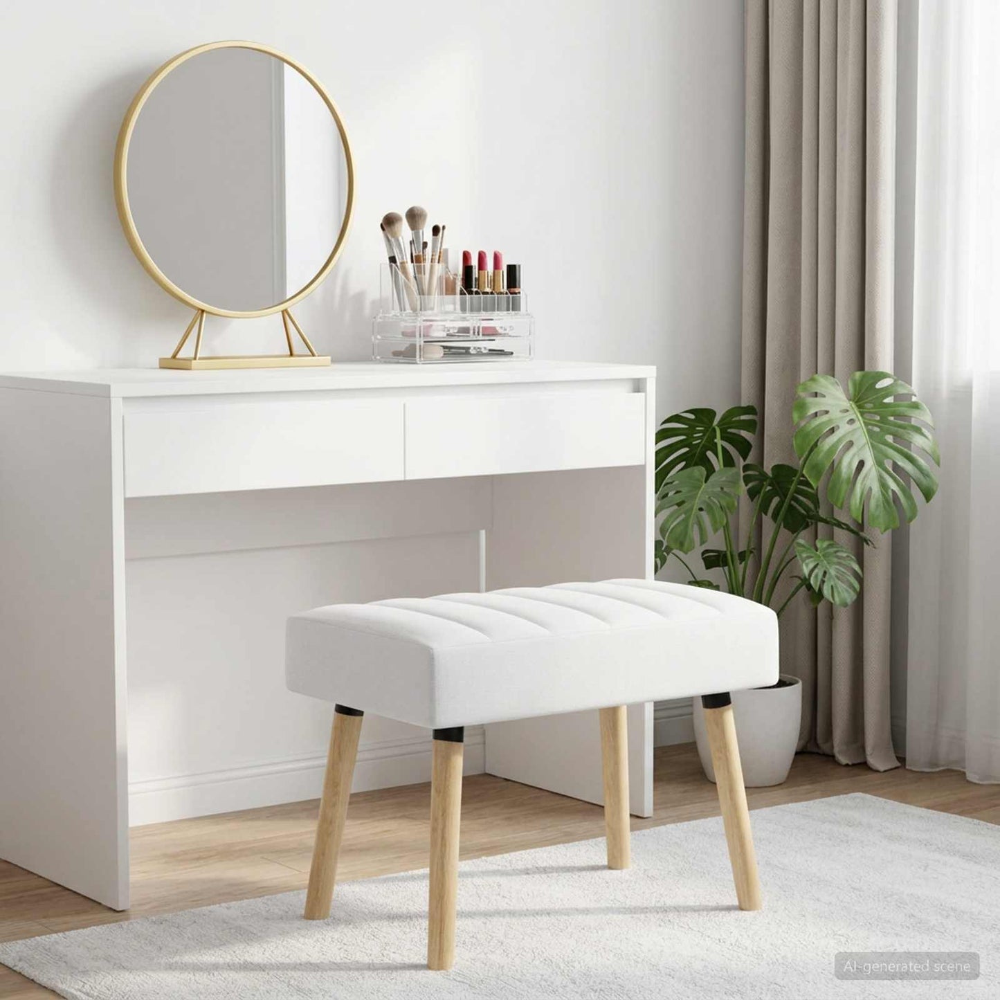 vidaXL Πάγκος με Καναλεύματα Λευκό 60 x 40 x 45 εκ. Ύφασμα