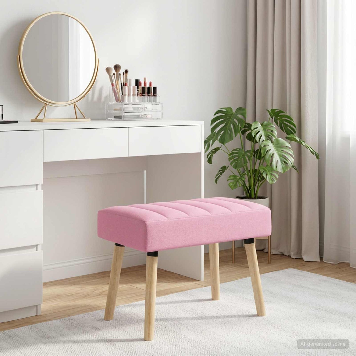 vidaXL Πάγκος με Καναλεύματα Ροζ 60 x 40 x 45 εκ. Ύφασμα