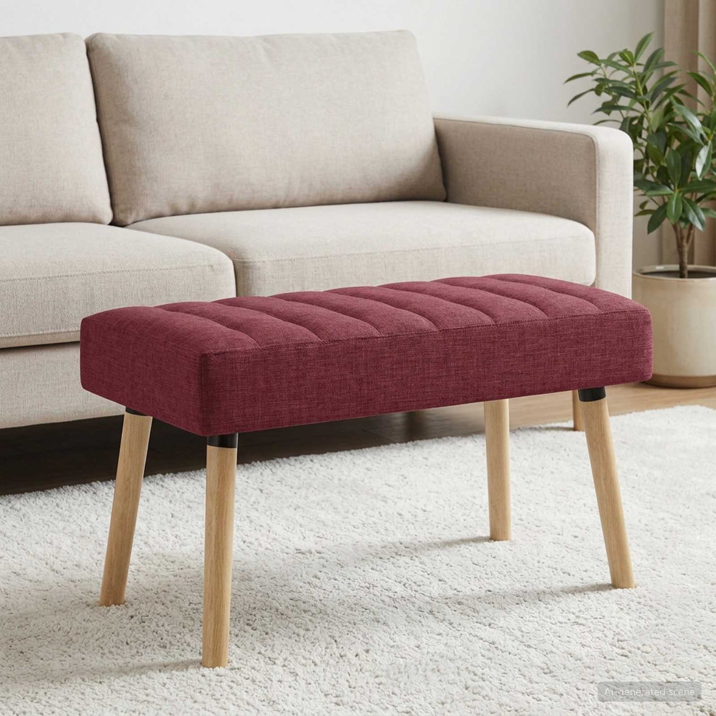 vidaXL Πάγκος με Καναλεύματα Κόκκινο 80 x 40 x 46 εκ. Ύφασμα