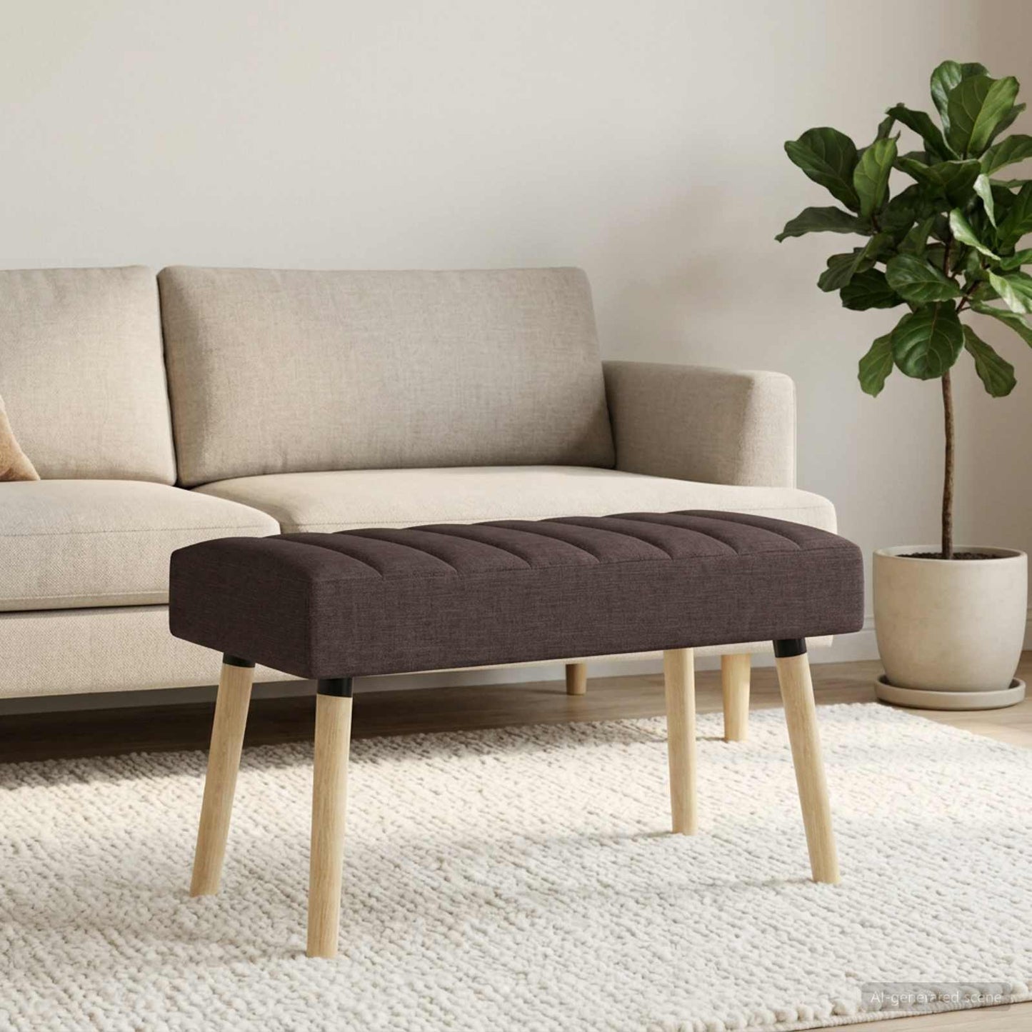vidaXL Πάγκος με Καναλεύματα Σκούρο Καφέ 80 x 40 x 46 εκ. Ύφασμα