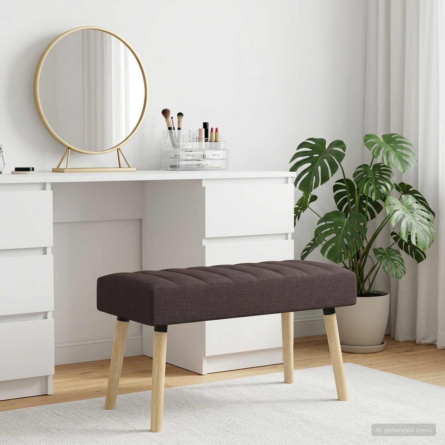 vidaXL Πάγκος με Καναλεύματα Σκούρο Καφέ 80 x 40 x 46 εκ. Ύφασμα
