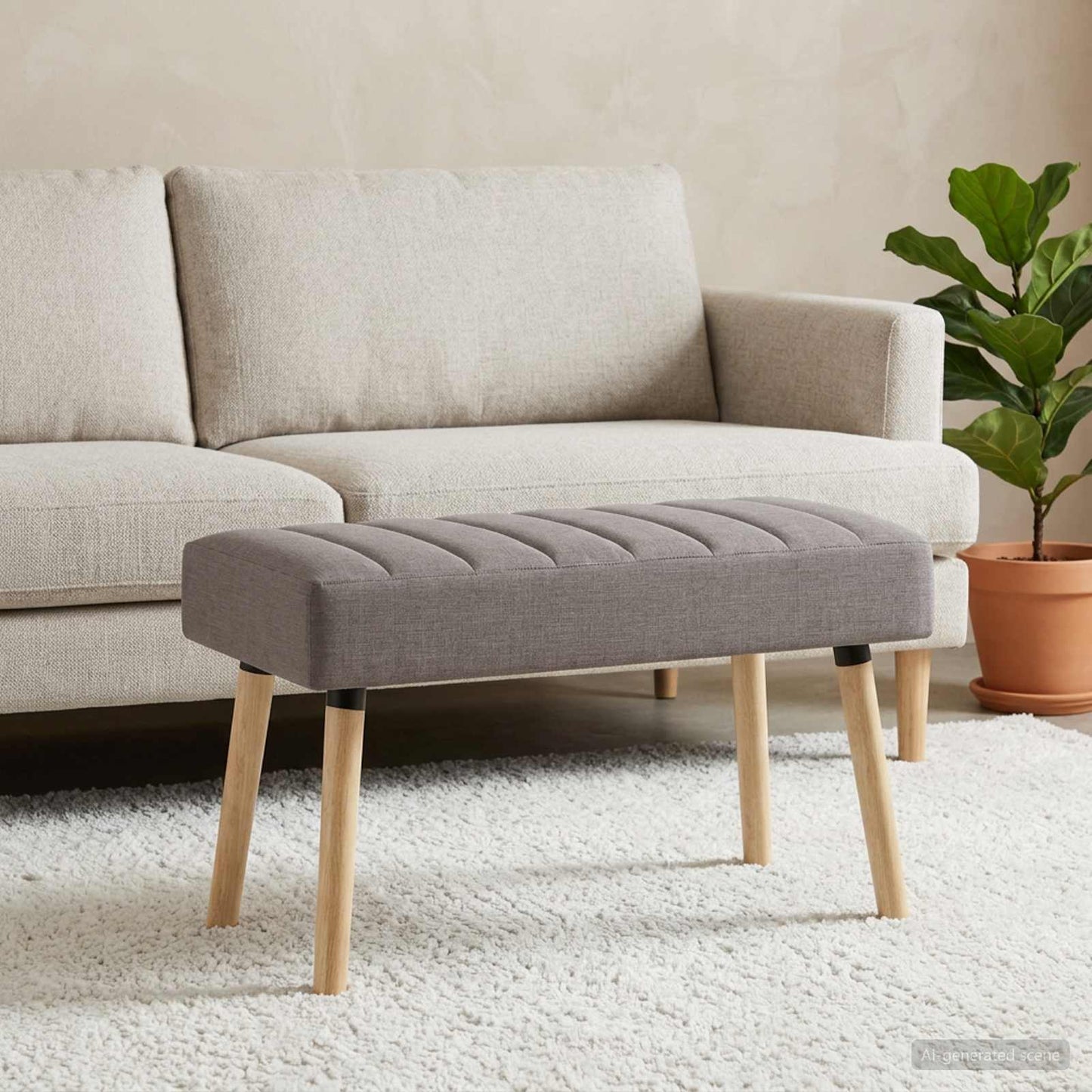 vidaXL Πάγκος με Καναλεύματα Taupe 80 x 40 x 46 εκ. Ύφασμα