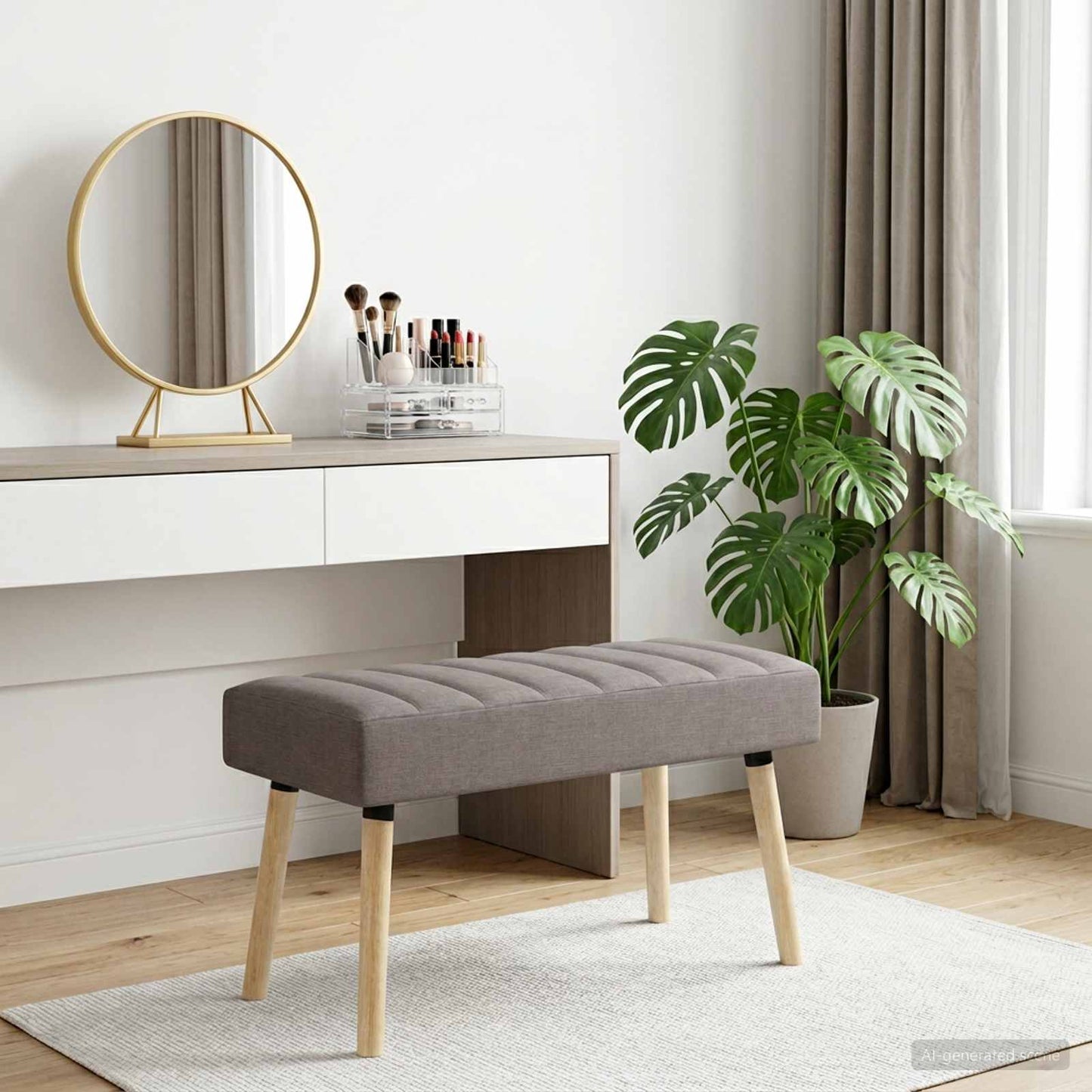 vidaXL Πάγκος με Καναλεύματα Taupe 80 x 40 x 46 εκ. Ύφασμα