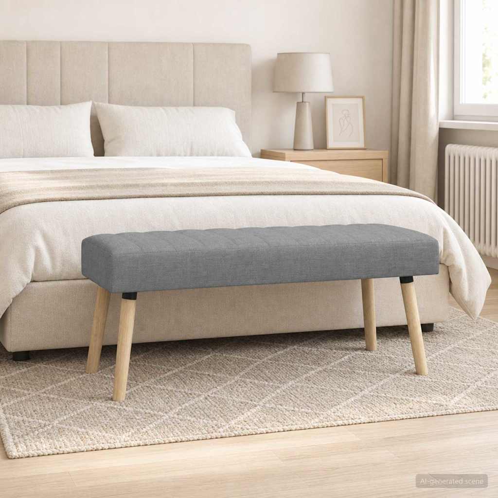 vidaXL Πάγκος με Καναλεύματα Ανοιχτό γκρι 110 x 40 x 46 cm Ύφασμα