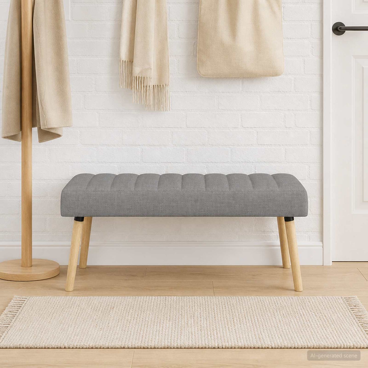 vidaXL Πάγκος με Καναλεύματα Ανοιχτό γκρι 110 x 40 x 46 cm Ύφασμα