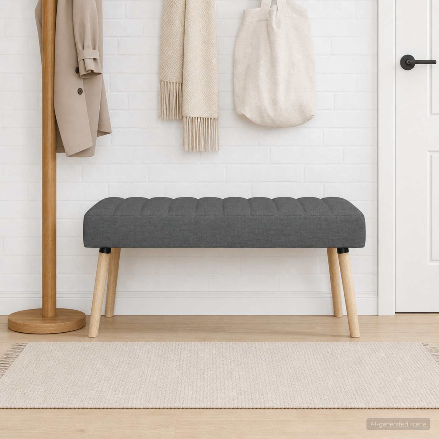 vidaXL Πάγκος με Καναλεύματα Σκούρο Γκρι 110 x 40 x 46 cm Ύφασμα