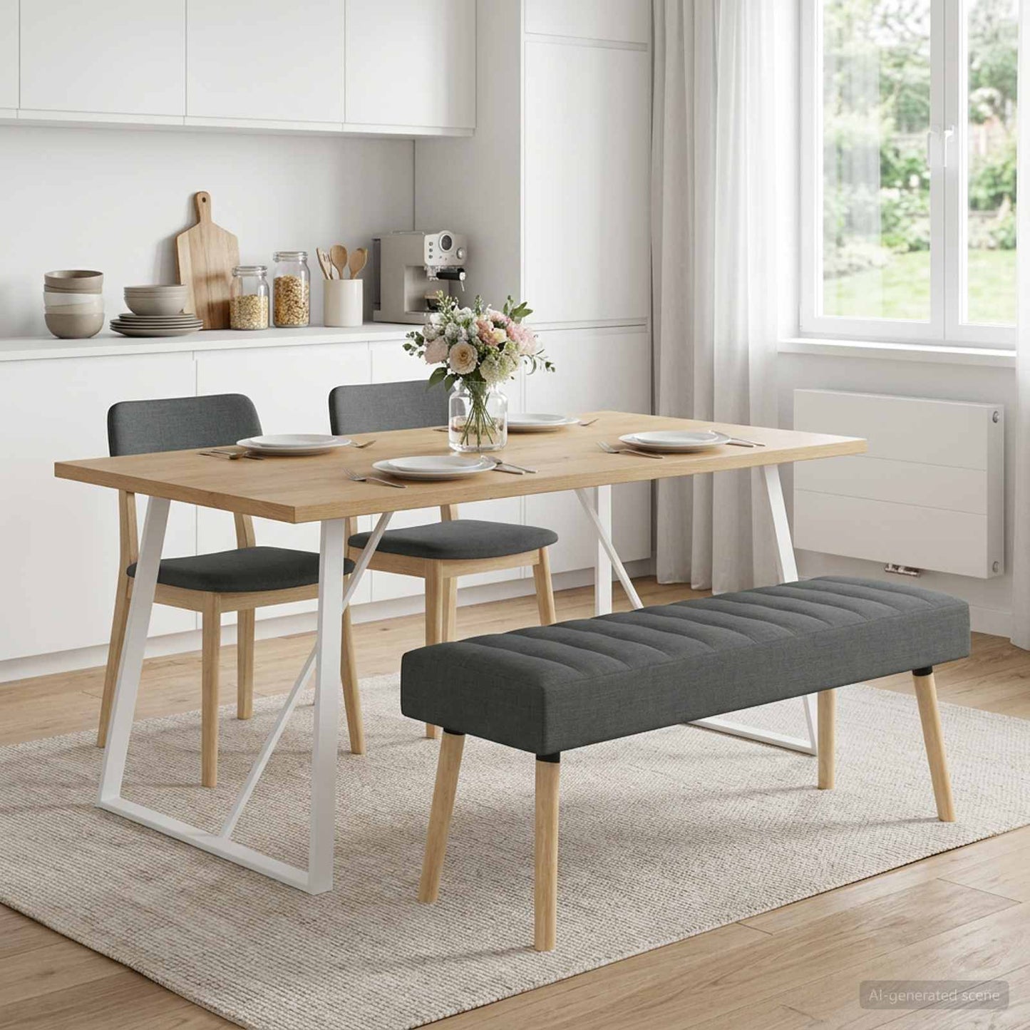 vidaXL Πάγκος με Καναλεύματα Σκούρο Γκρι 110 x 40 x 46 cm Ύφασμα
