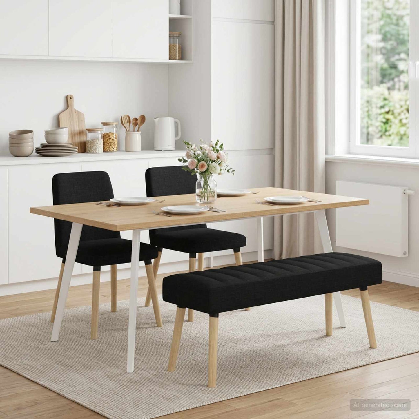 vidaXL Πάγκος με Καναλεύματα Μαύρο 110 x 40 x 46 cm Ύφασμα