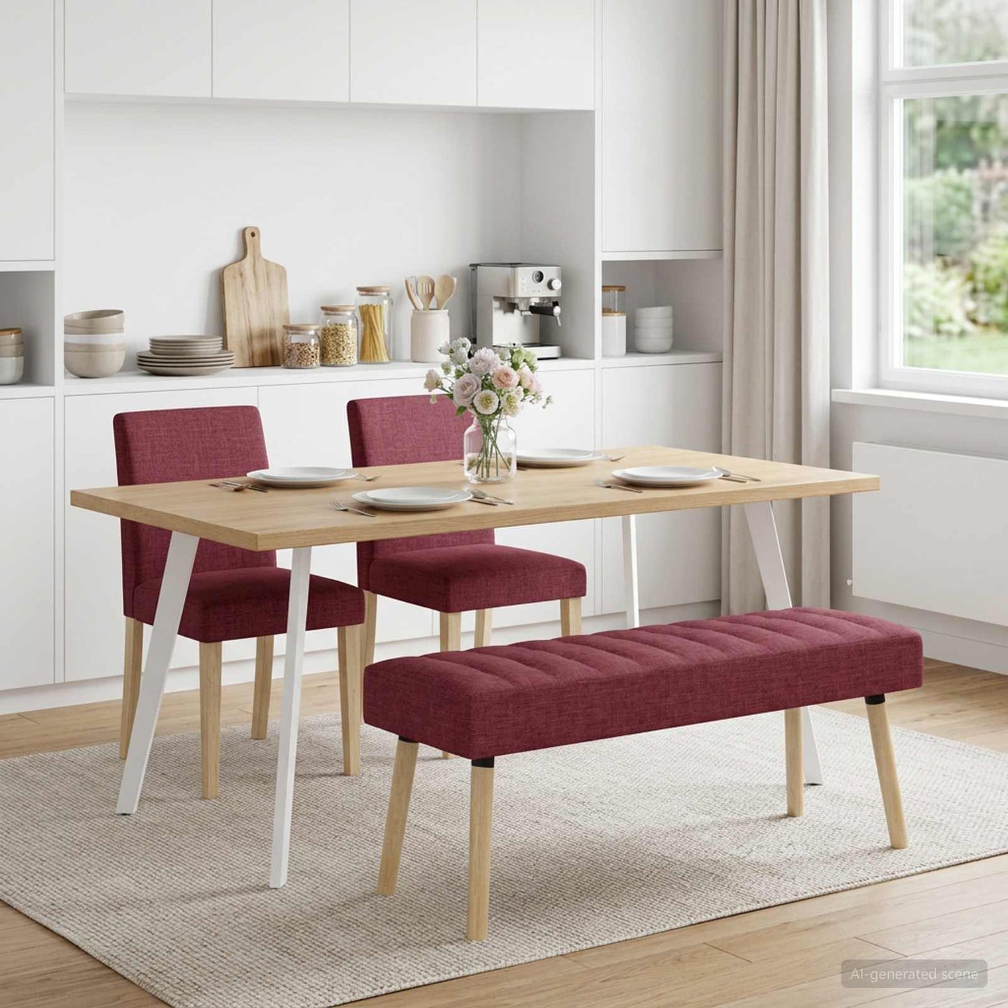 vidaXL Πάγκος με Καναλεύματα Κόκκινο 110 x 40 x 46 cm Ύφασμα