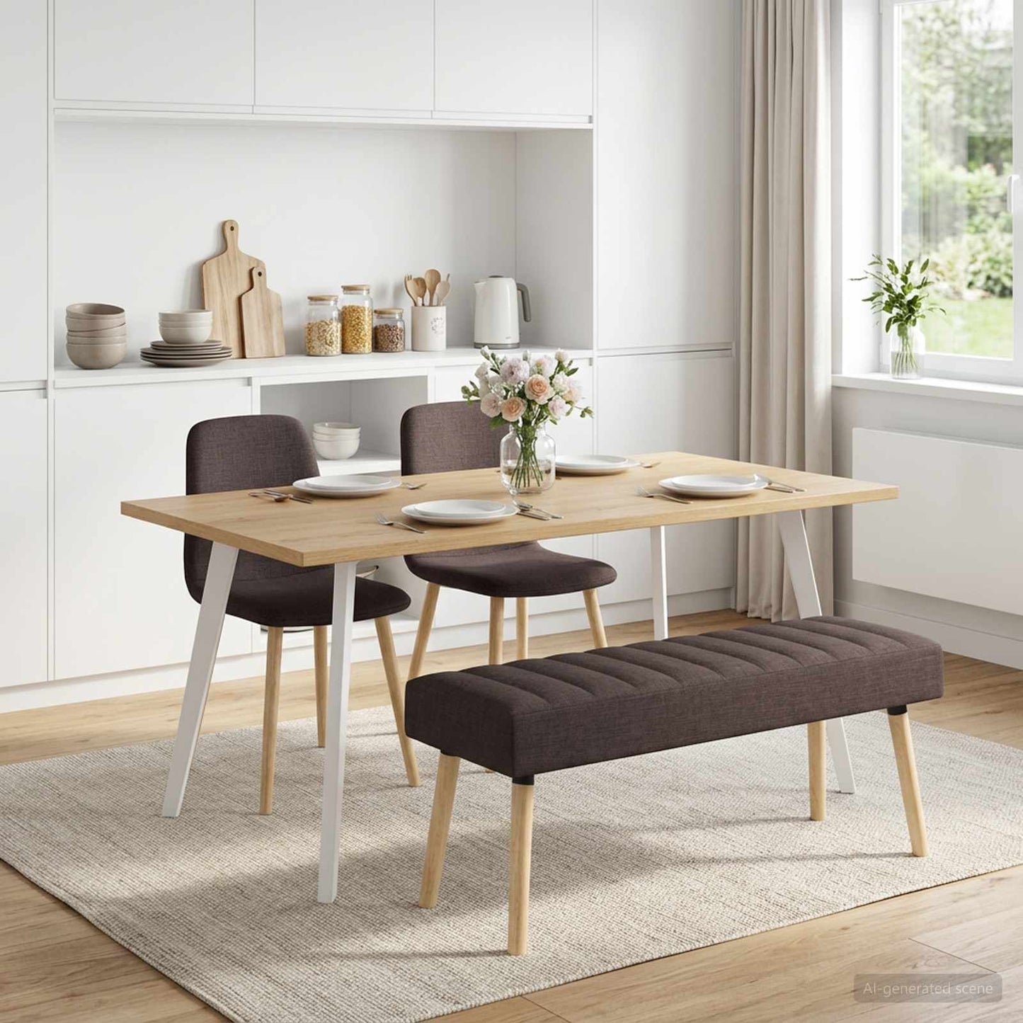 vidaXL Πάγκος με Καναλεύματα Σκούρο Καφέ 110 x 40 x 46 cm Ύφασμα