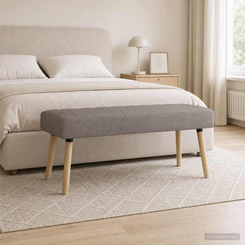vidaXL Πάγκος με Καναλεύματα Taupe 110 x 40 x 46 cm Ύφασμα