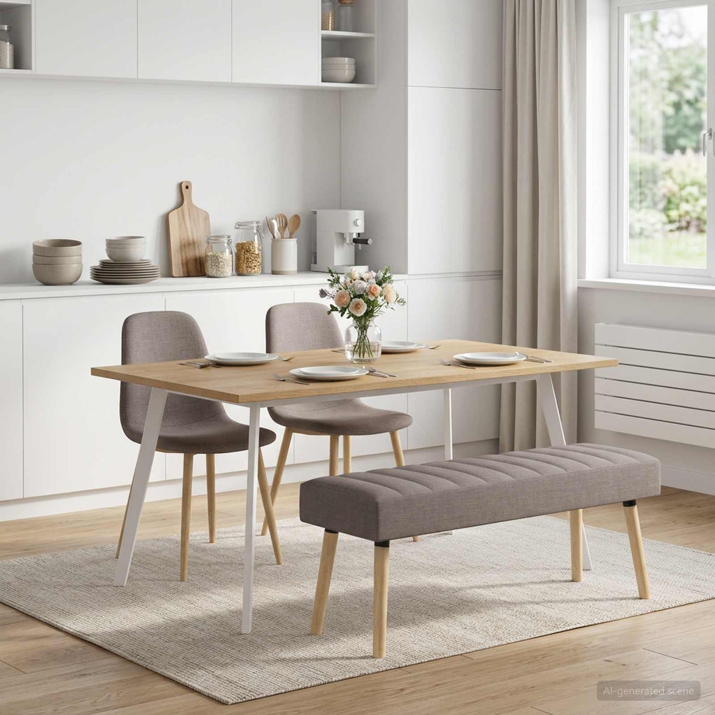 vidaXL Πάγκος με Καναλεύματα Taupe 110 x 40 x 46 cm Ύφασμα