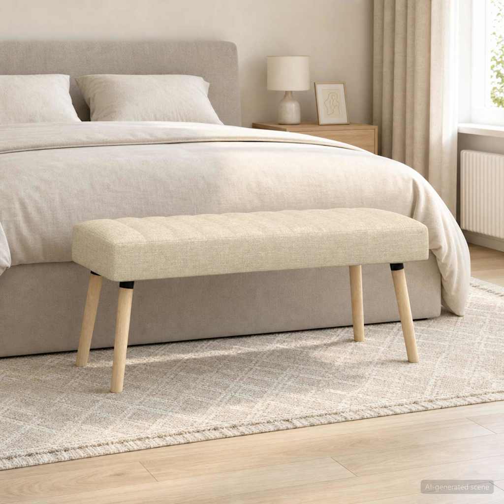 vidaXL Πάγκος με Καναλεύματα Κρεμ 110 x 40 x 46 cm Ύφασμα