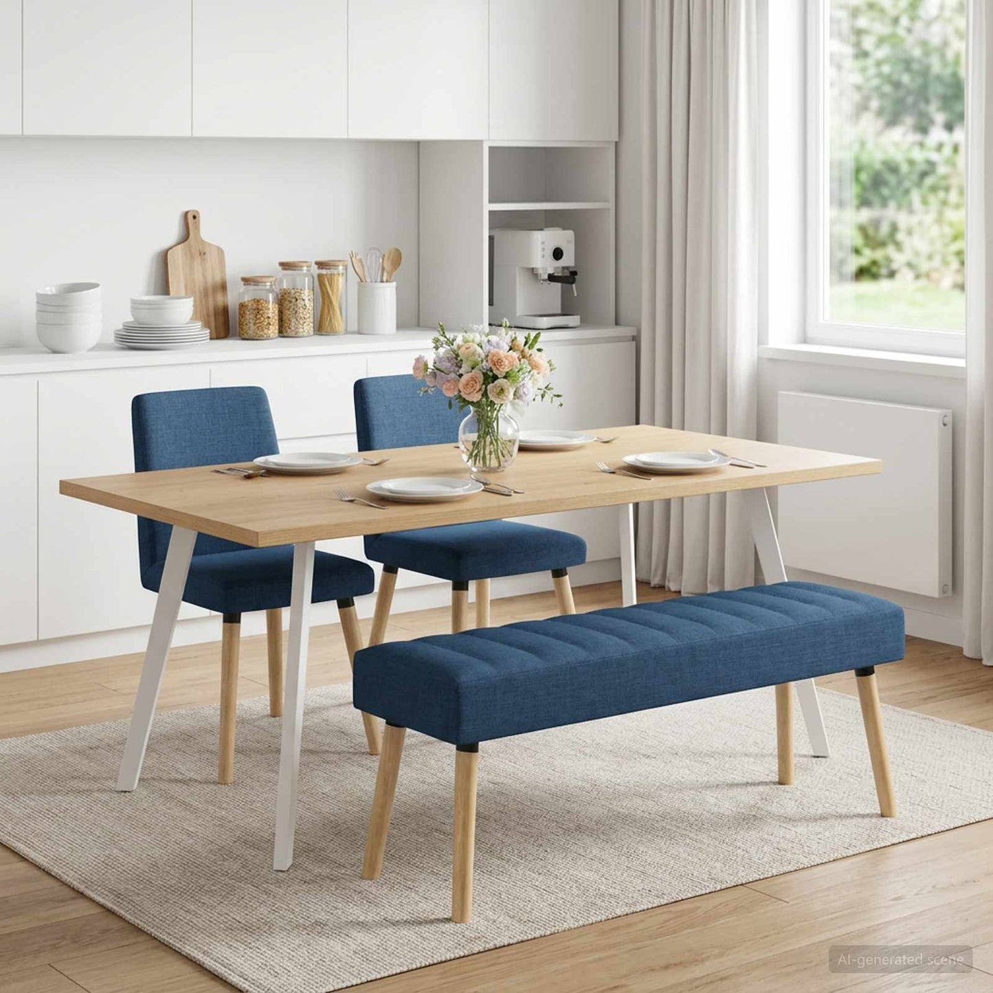 vidaXL Πάγκος με Καναλεύματα Μπλε 110 x 40 x 46 cm Ύφασμα