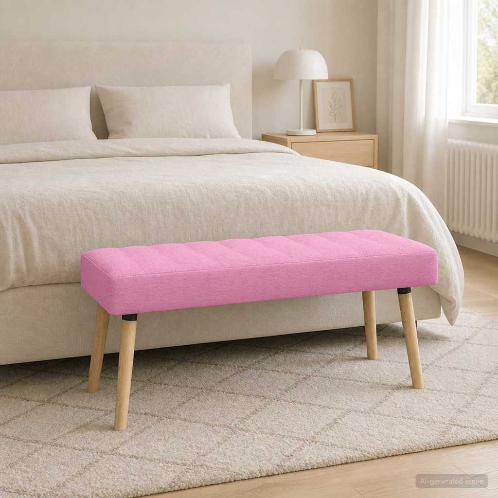 vidaXL Πάγκος με Καναλεύματα Ροζ 110 x 40 x 46 cm Ύφασμα