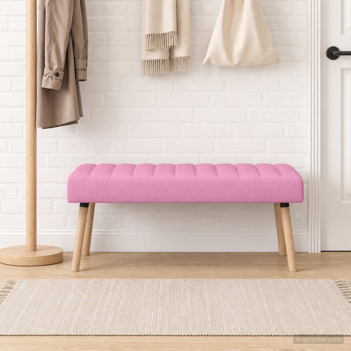 vidaXL Πάγκος με Καναλεύματα Ροζ 110 x 40 x 46 cm Ύφασμα