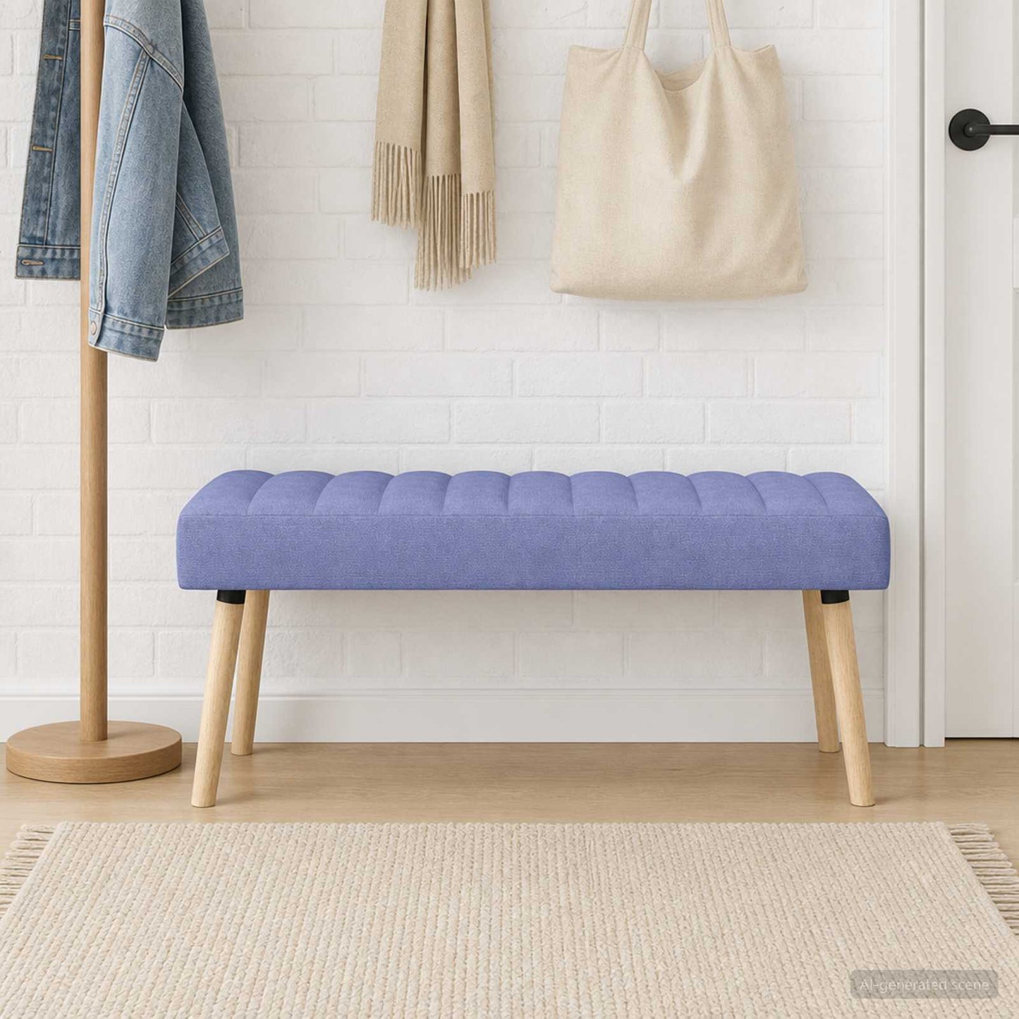 vidaXL Πάγκος με Καναλεύματα Μπλε τζην 110 x 40 x 46 cm Ύφασμα