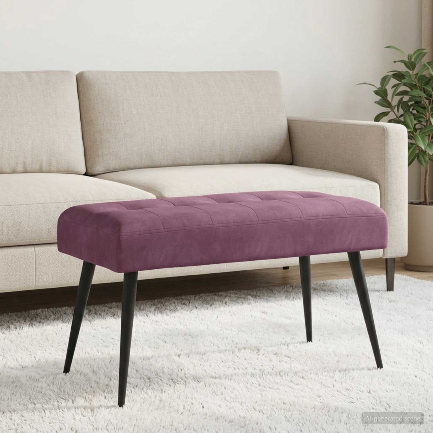 vidaXL Πάγκος με κουμπωτές επιφάνειες Μοβ 80 x 40 x 46 εκ. Βελούδο