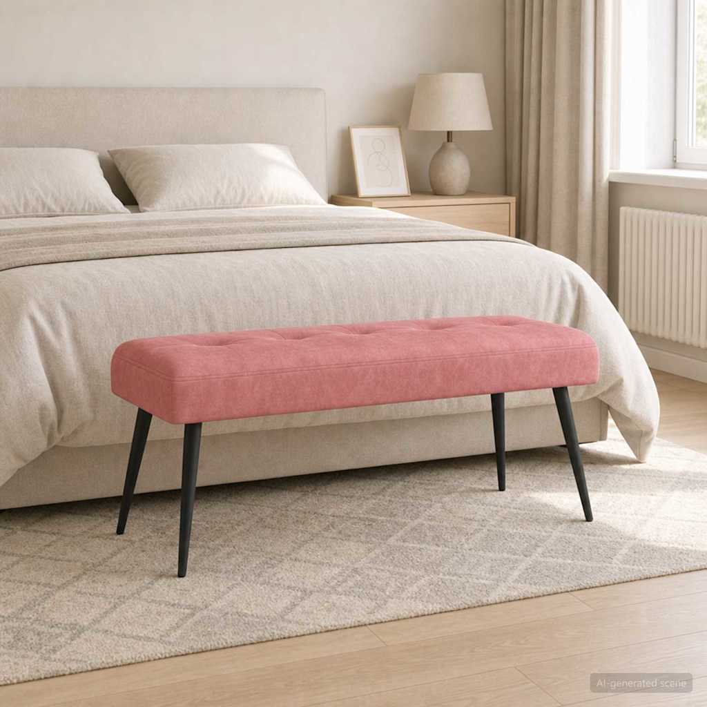 vidaXL Πάγκος με κουμπωτές επιφάνειες Ροζ 110 x 40 x 46 cm Βελούδο