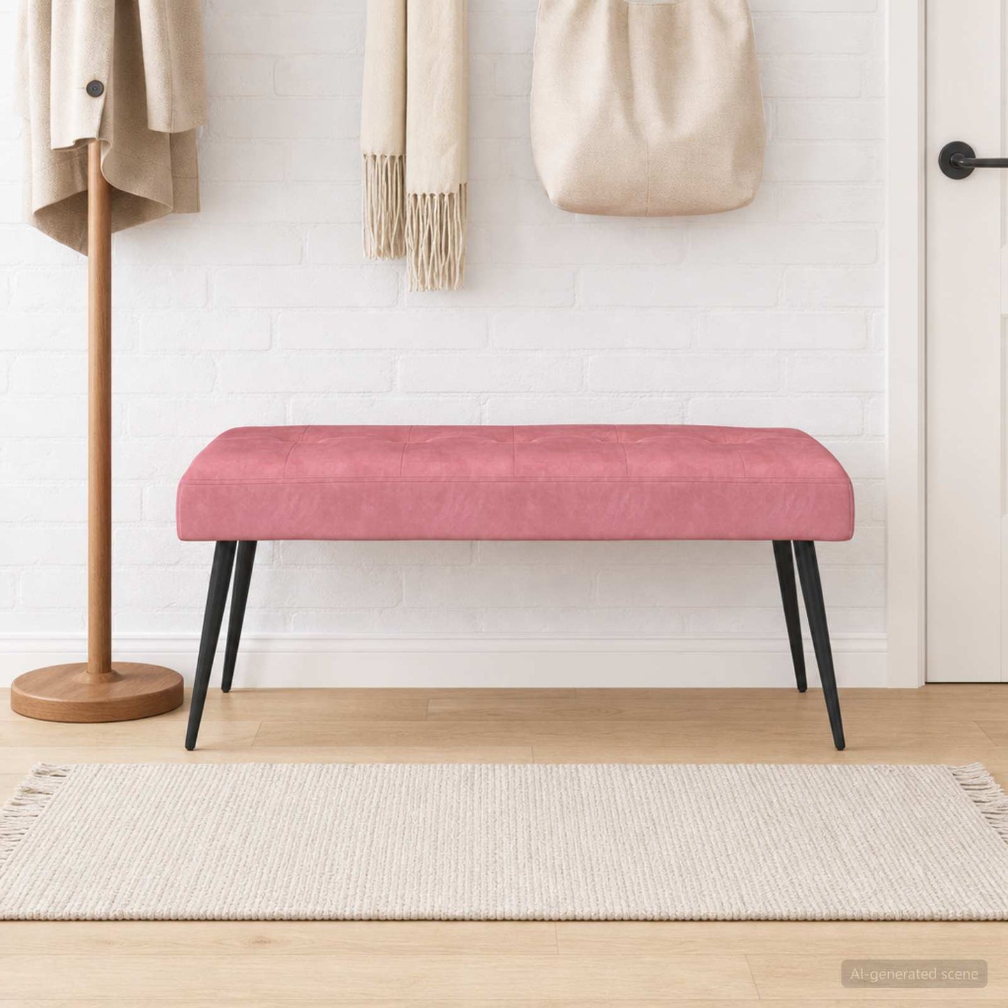 vidaXL Πάγκος με κουμπωτές επιφάνειες Ροζ 110 x 40 x 46 cm Βελούδο