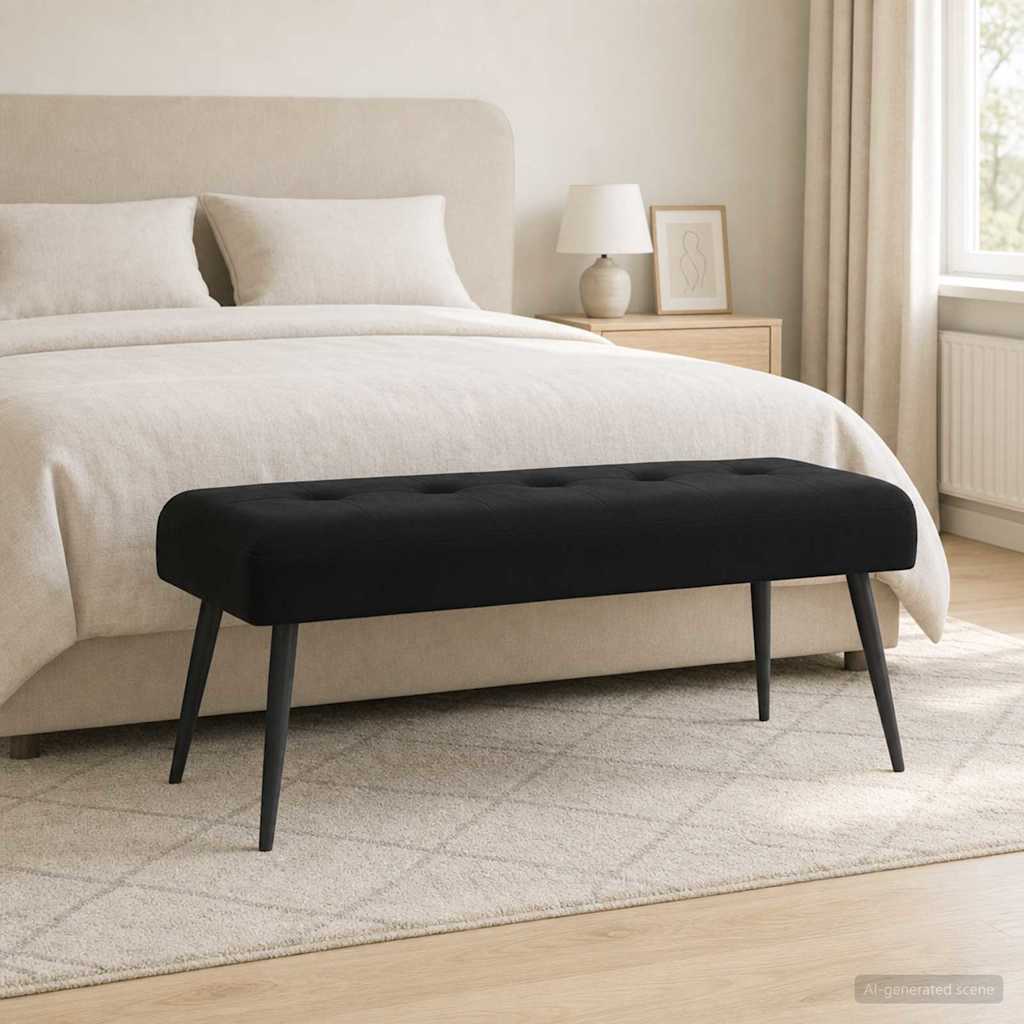 vidaXL Πάγκος με κουμπωτές επιφάνειες Μαύρο 110 x 40 x 46 cm Βελούδο