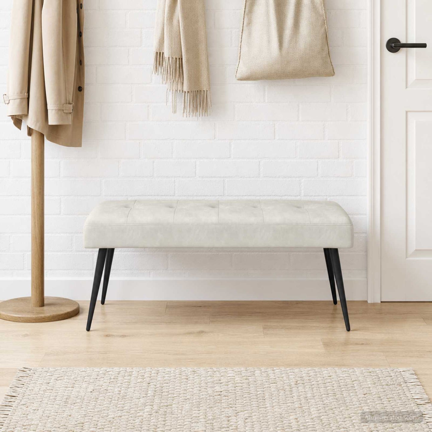 vidaXL Πάγκος με κουμπωτές επιφάνειες Κρεμ 110 x 40 x 46 cm Βελούδο