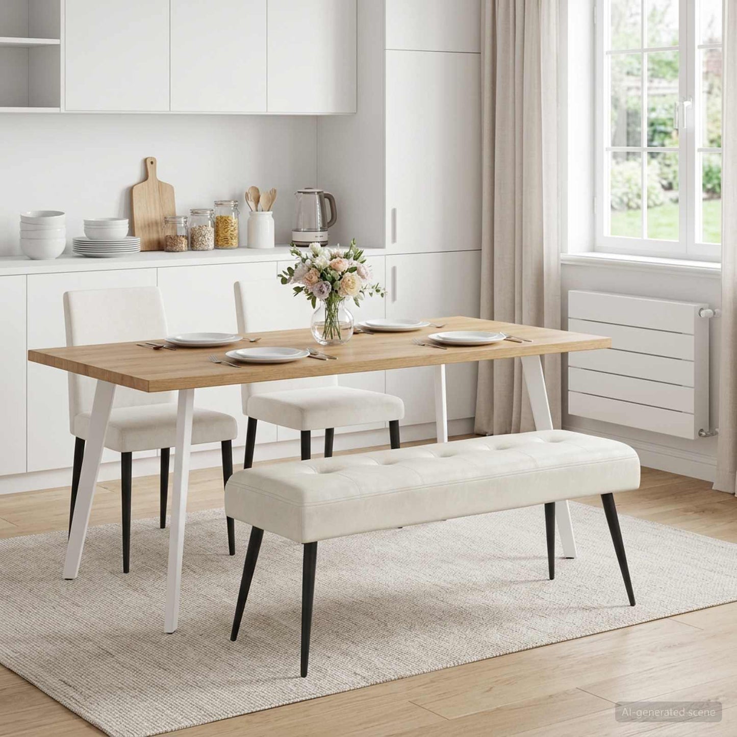 vidaXL Πάγκος με κουμπωτές επιφάνειες Κρεμ 110 x 40 x 46 cm Βελούδο
