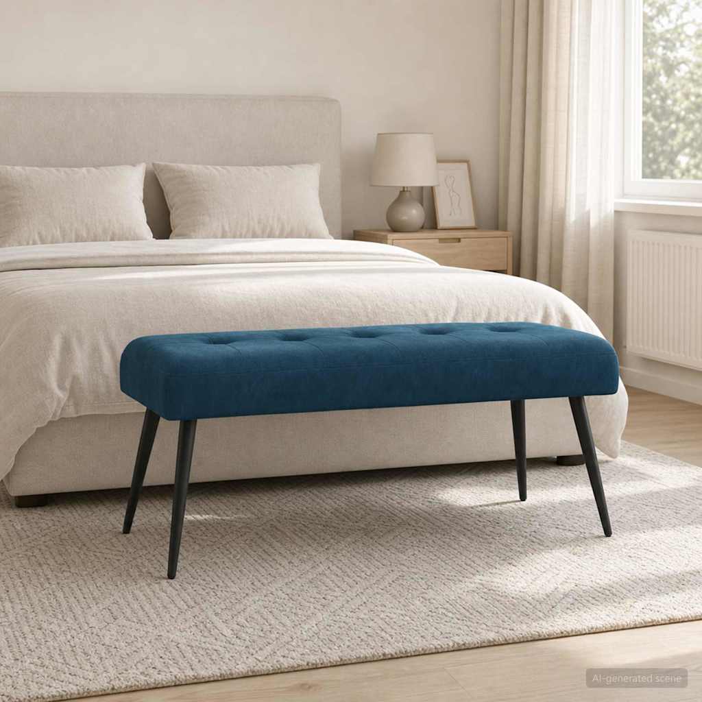 vidaXL Πάγκος με κουμπωτές επιφάνειες Μπλε 110 x 40 x 46 cm Βελούδο