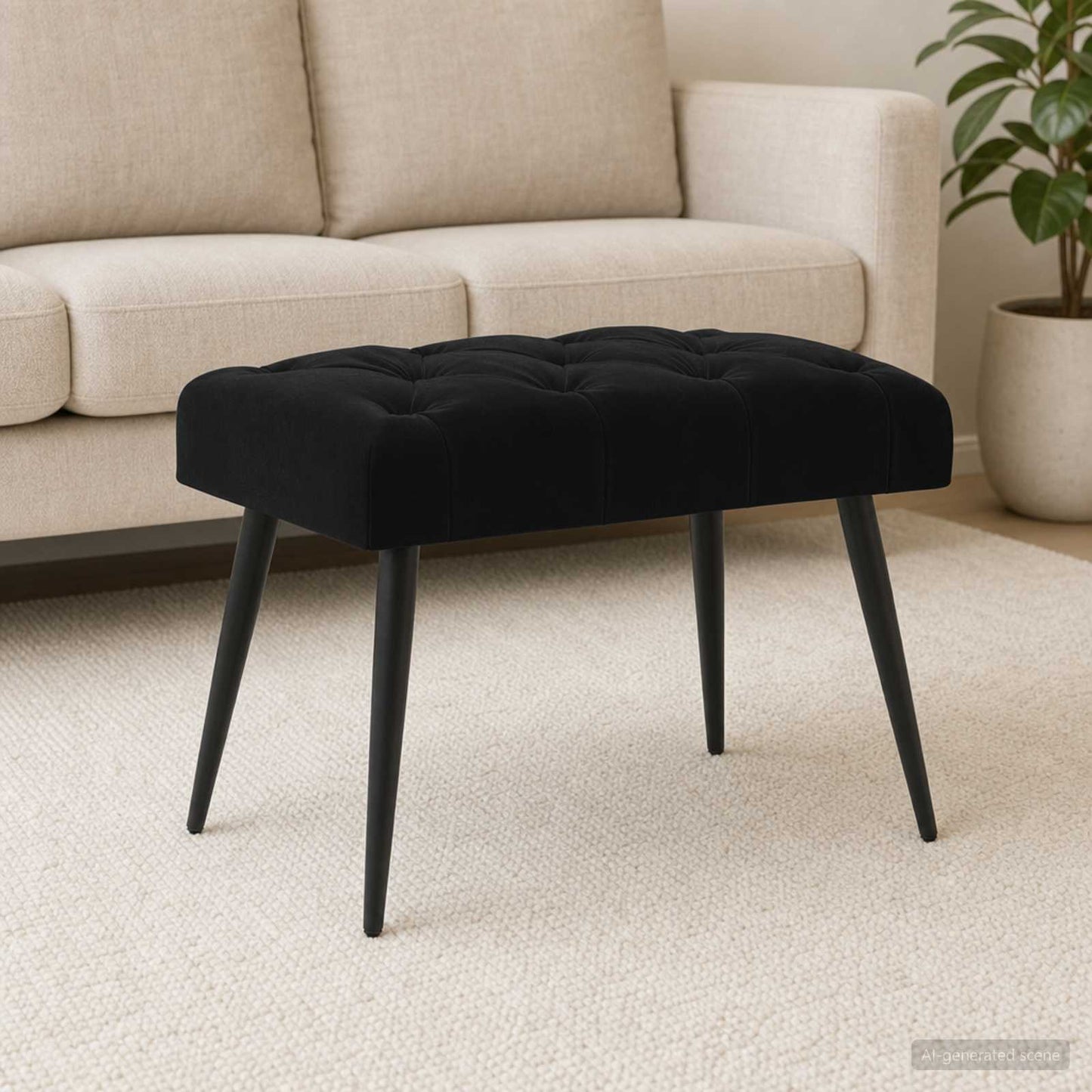 vidaXL Πάγκος με κουμπωτές επιφάνειες Μαύρο 60 x 40 x 45 εκ. Βελούδο