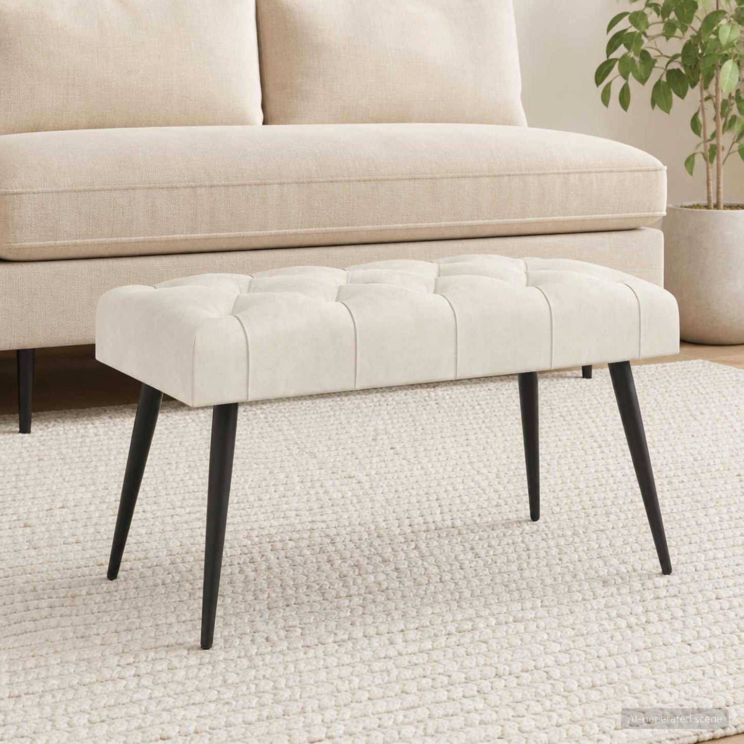 vidaXL Πάγκος με κουμπωτές επιφάνειες Κρεμ 80 x 40 x 46 εκ. Βελούδο