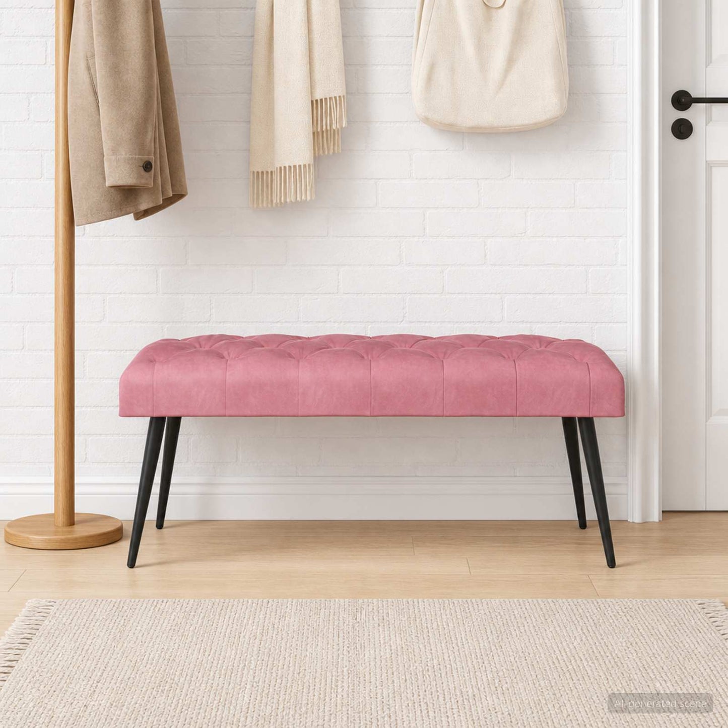vidaXL Πάγκος με κουμπωτές επιφάνειες Ροζ 110 x 40 x 46 cm Βελούδο