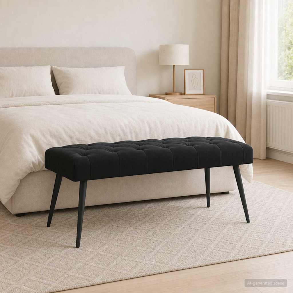 vidaXL Πάγκος με κουμπωτές επιφάνειες Μαύρο 110 x 40 x 46 cm Βελούδο