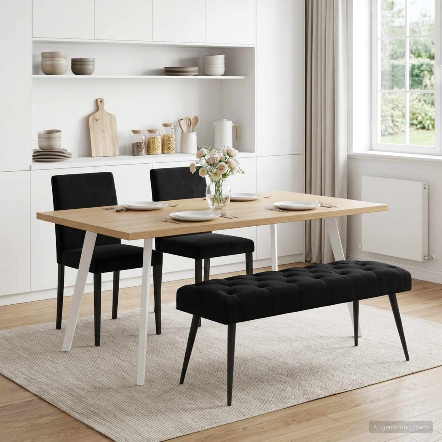 vidaXL Πάγκος με κουμπωτές επιφάνειες Μαύρο 110 x 40 x 46 cm Βελούδο