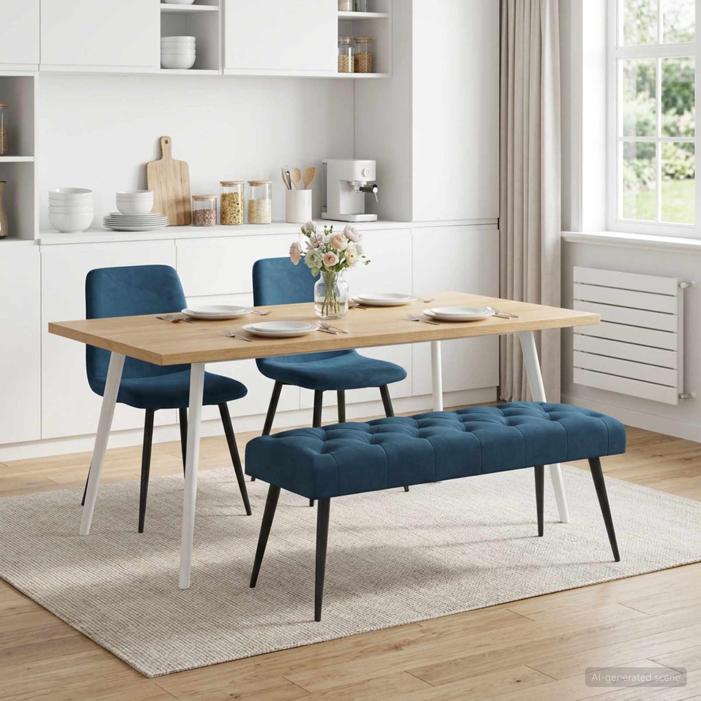 vidaXL Πάγκος με κουμπωτές επιφάνειες Μπλε 110 x 40 x 46 cm Βελούδο