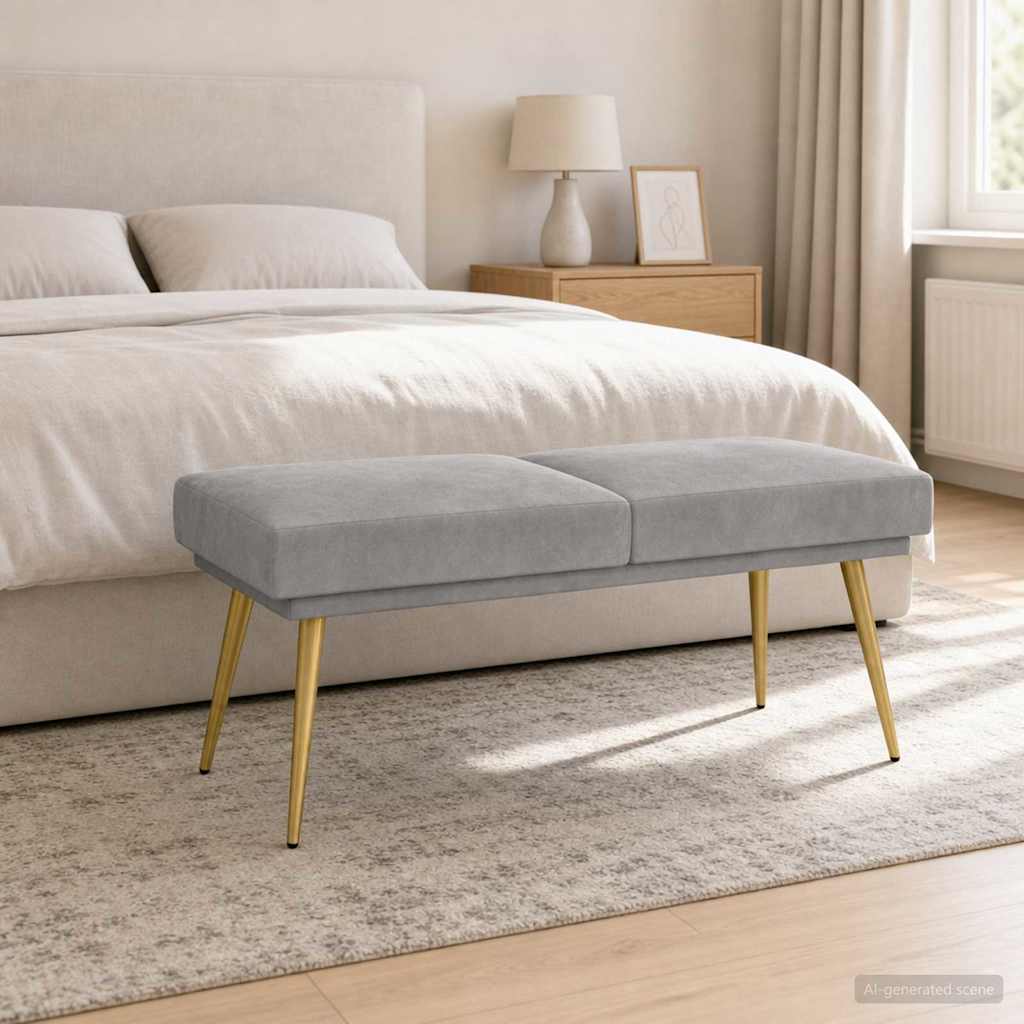 vidaXL Διπλή Επίστρωση Πάγκος Ανοιχτό γκρι 120 x 45 x 46 εκ Βελούδο