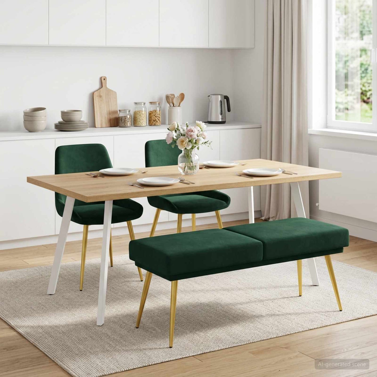 vidaXL Διπλή Επίστρωση Πάγκος Σκούρο Πράσινο 120 x 45 x 46 εκ Βελούδο