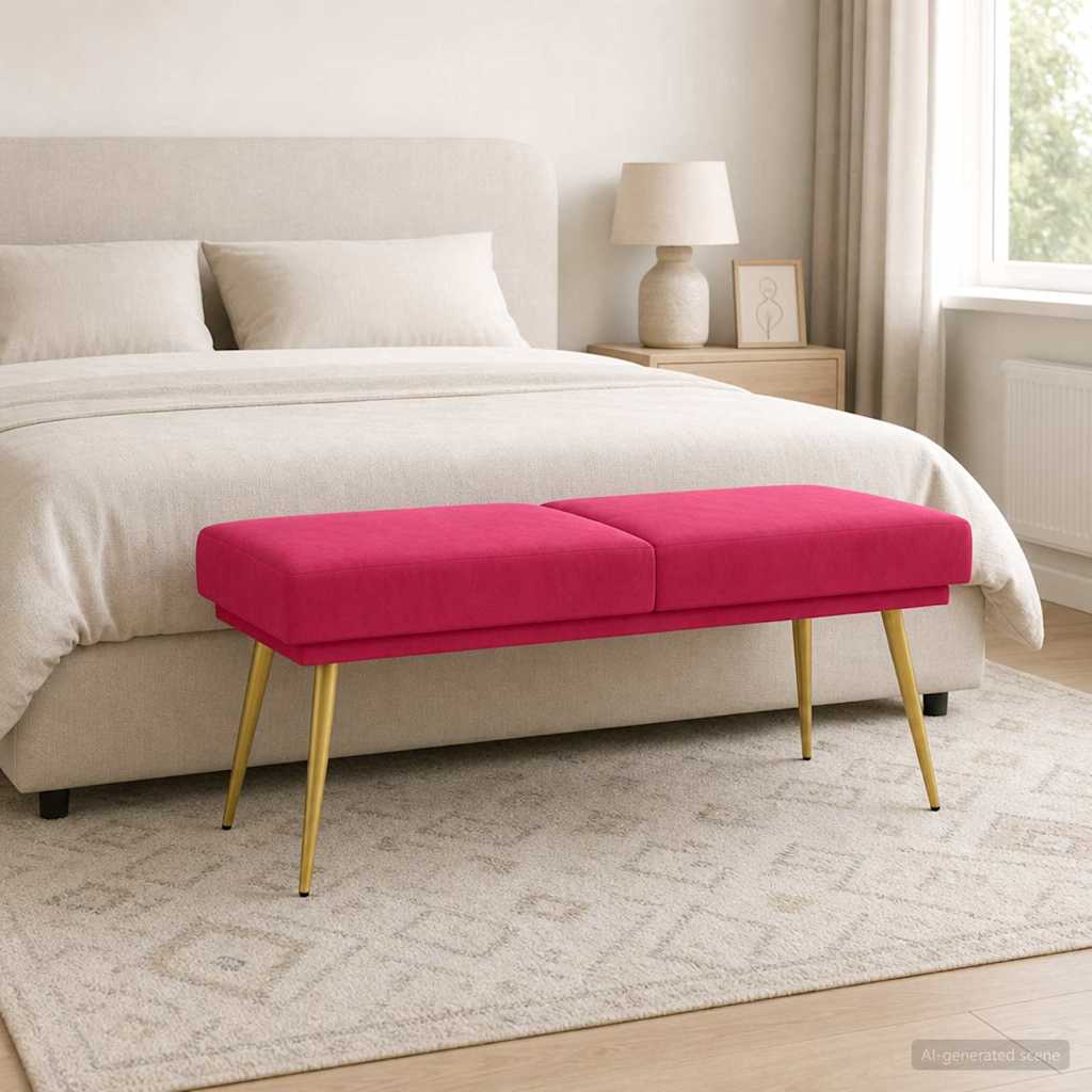 vidaXL Διπλή Επίστρωση Πάγκος Κόκκινο 120 x 45 x 46 εκ Βελούδο