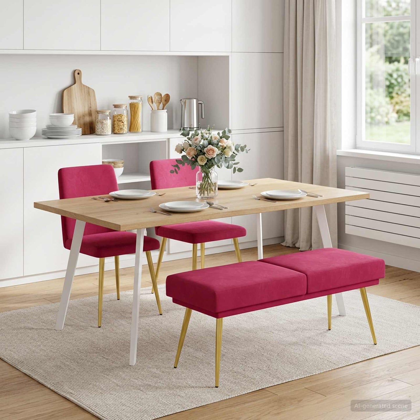 vidaXL Διπλή Επίστρωση Πάγκος Κόκκινο 120 x 45 x 46 εκ Βελούδο