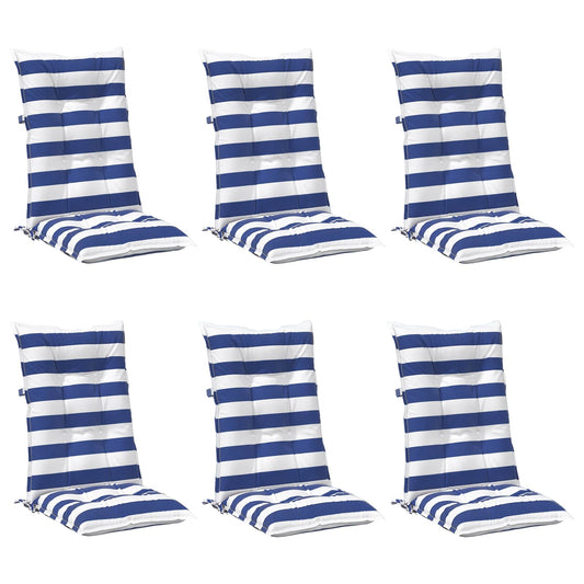 vidaXL Μαξιλάρι Εξωτερικού Χώρου 6 pcs Μπλε και άσπρο 120 x 50 x 7 εκ