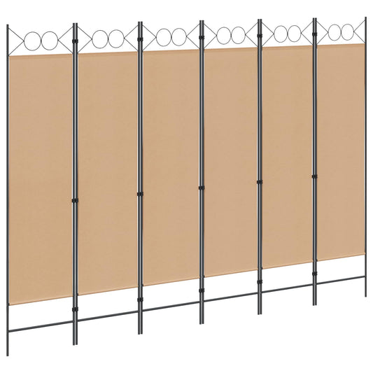 vidaXL Διαχωριστικό Δωματίου 6-Πάνελ Μπεζ 240 x 180 cm Ύφασμα
