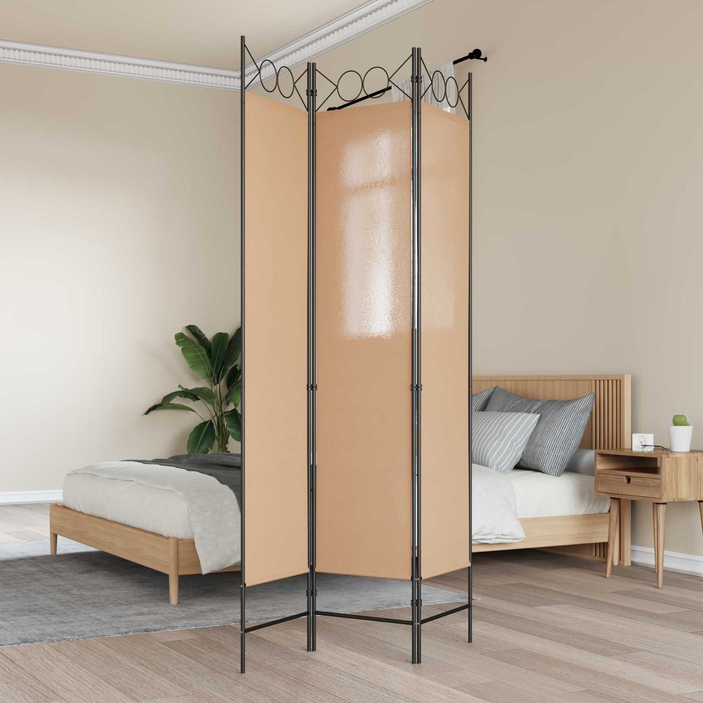 vidaXL 3-Panel Room Divider Μπεζ 120 x 200 cm Ύφασμα