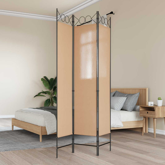 vidaXL 3-Panel Room Divider Μπεζ 120 x 200 cm Ύφασμα